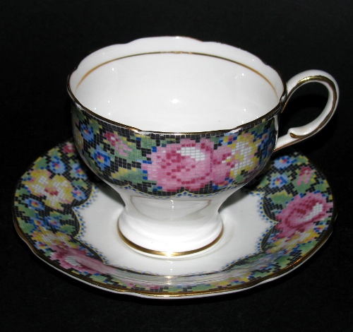 Paragon Gingham Rose Teacup and Saucer