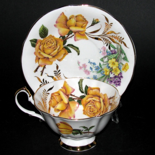 Queen Anne Yellow Roses Teacup and Saucer