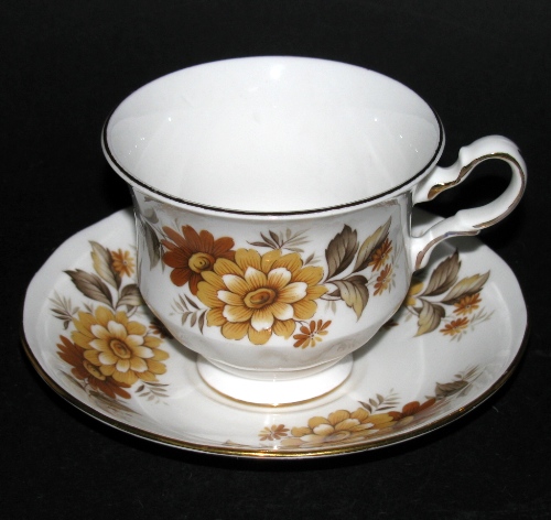 Queen Anne Brown Flowers Teacup and Saucer