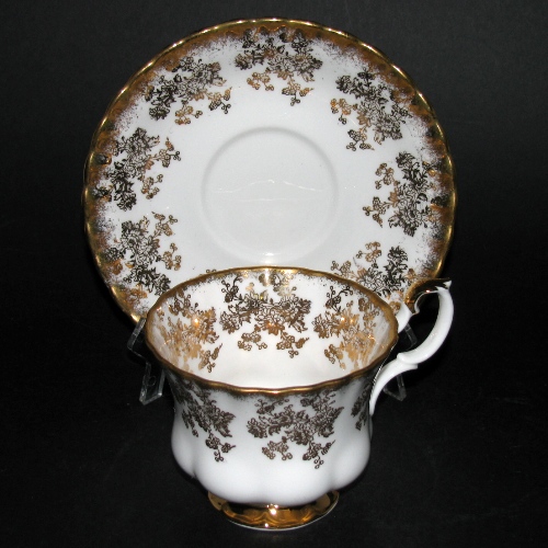 Royal Albert Gilt Floral Teacup and Saucer