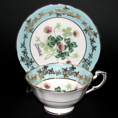 Paragon Good Luck Four Leaf Clover Teacup and Saucer