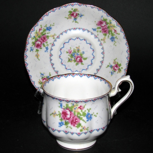 Petit Point Teacup and Saucer