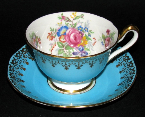 Blue Gilt Floral Teacup