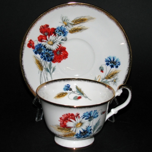 Foley Poppy Daisy Wheat Teacup and Saucer