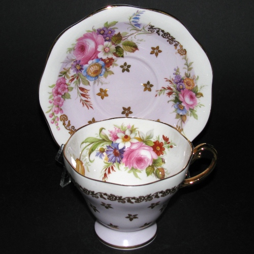 Foley Lavender Tint Floral Teacup and Saucer