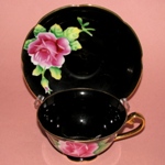 Black Floral Teacup