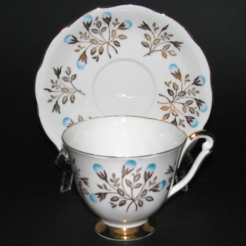 Queen Anne Gilt Floral Teacup and Saucer
