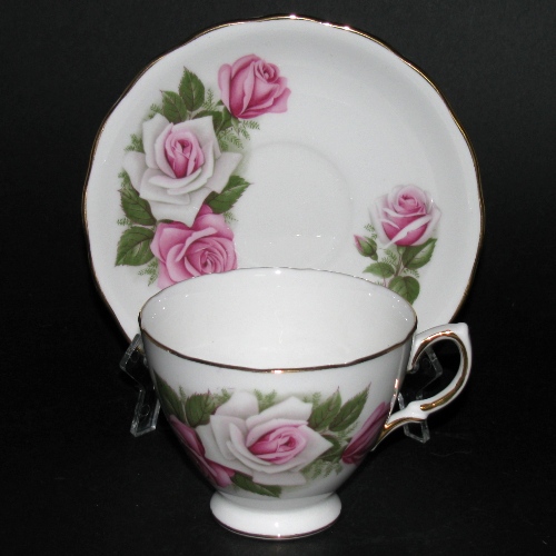 Royal Vale Pink White Roses Teacup and Saucer