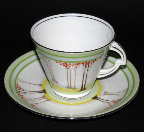 Standard China Art Deco Trees Teacup and Saucer