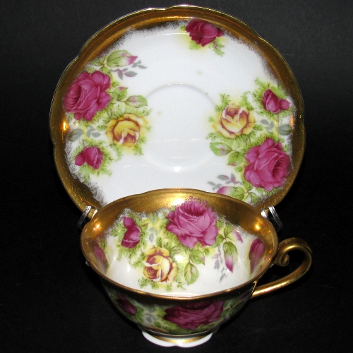 Occupied Japan Gold Gilt Roses Teacup and Saucer