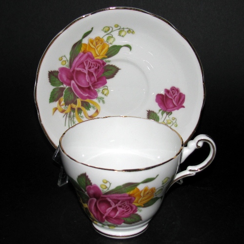 Regency Red Yellow Roses Teacup and Saucer