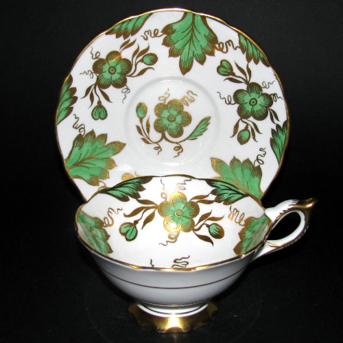 Royal Stafford Green Gilt Floral Teacup