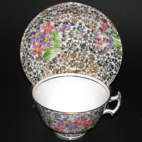 Phoenix Gilt Floral Teacup and Saucer