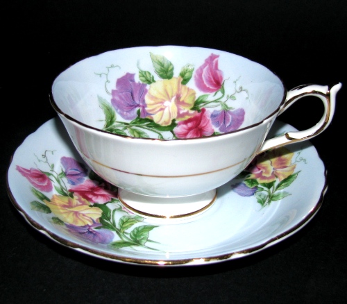 Paragon Blue Floral Teacup and Saucer