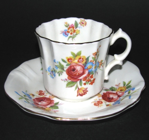Hammersley Red Rose Floral Teacup and Saucer