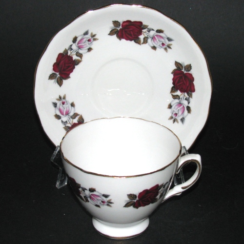 Royal Vale Red White Roses Teacup