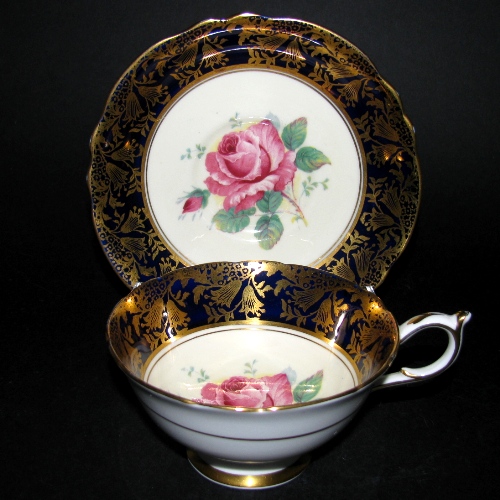 Paragon Cobalt Gilt Rose Teacup