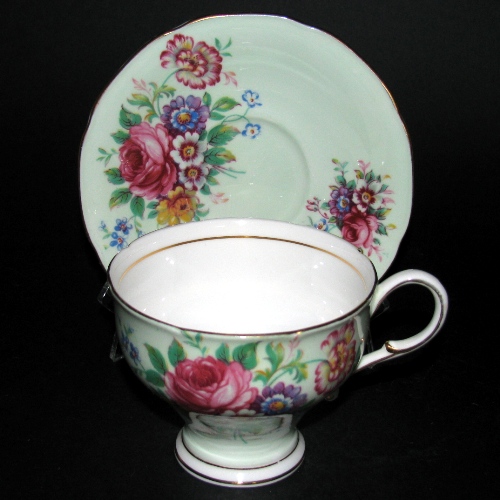 Paragon Green Floral Bouquet Teacup