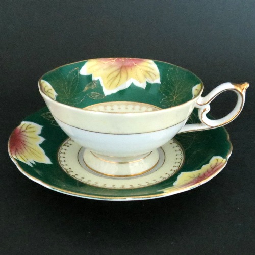 Shafford Green Gilt Teacup