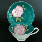 Shafford Green Pink Floral Teacup