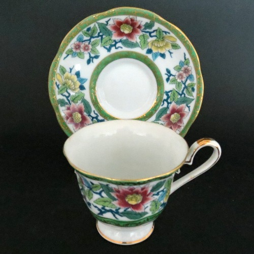 Green Trim Floral Arrangement Teacup