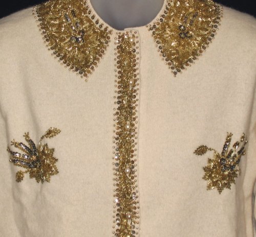 Beadwork on Vintage Sweater