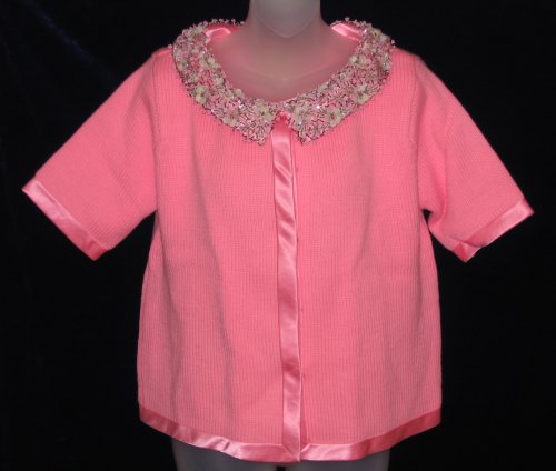 Vintage Pink Wool Beaded Sequin Sweater