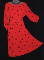 Albert Nipon Geometric Red Dress