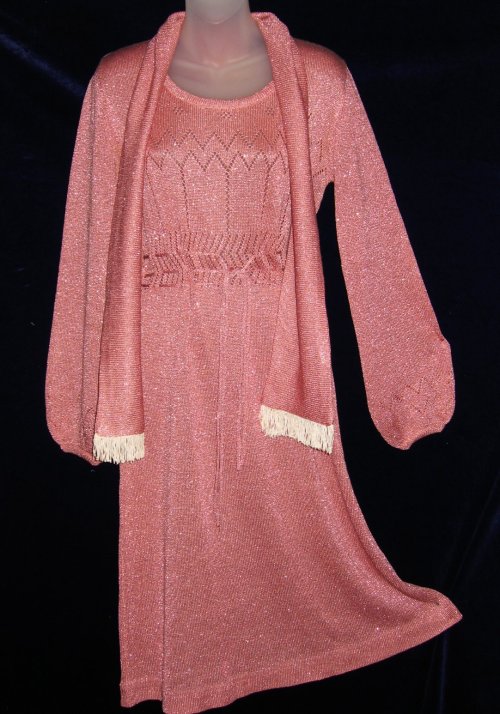 Pink Metallic Knit Wiggle Dress Wenjilli