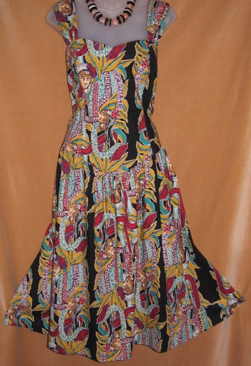 Hilo Hattie Vintage Rockabilly Tribal Hawaiian Dress