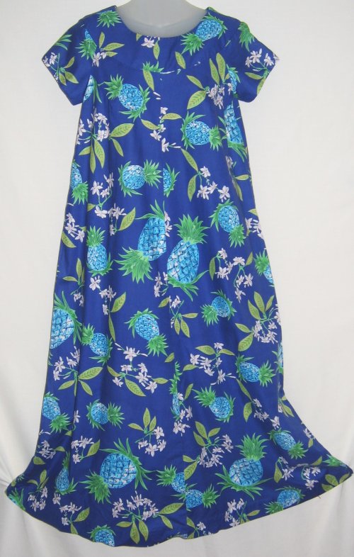 Hukilau Fashions Vintage Blue Pineapple Dress