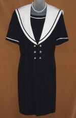 Vintage Joseph Ribkoff Sailor Dress Coat with White Collar