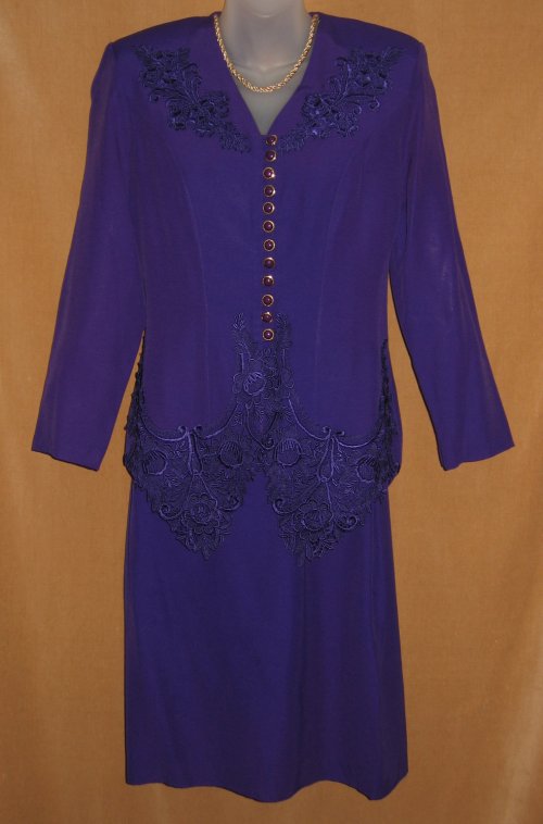 Joseph Ribkoff Purple Lace Trim Suit