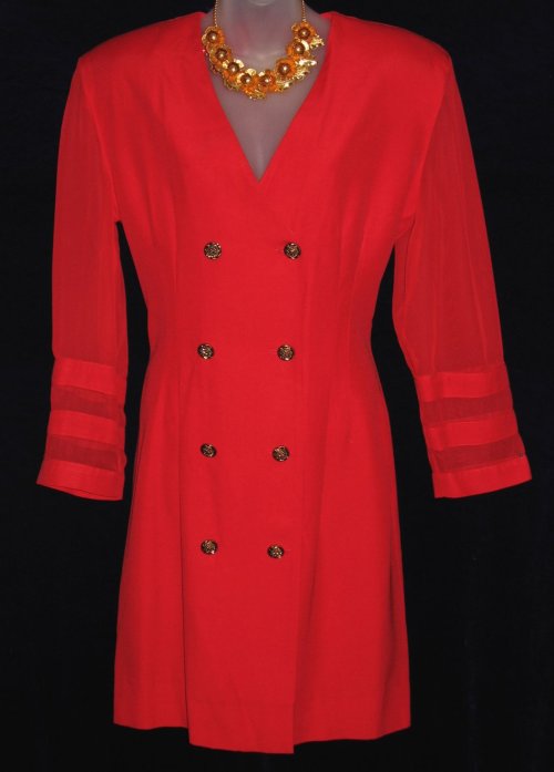 Joseph Ribkoff Red Dress Sheer Sleeves