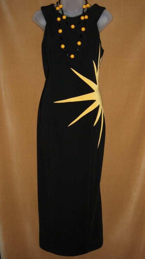 Joseph Ribkoff Sunburst Black Dress Gown