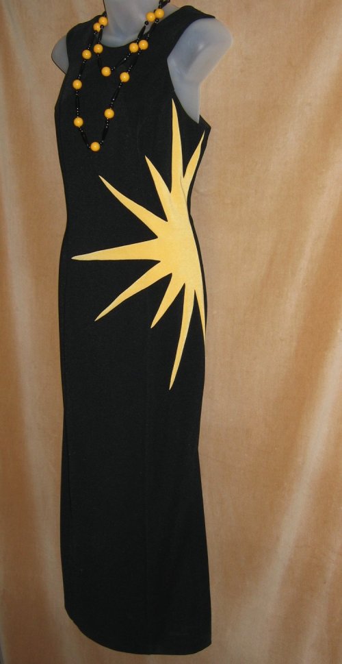 Vintage Joseph Ribkoff Sunburst Black Dress