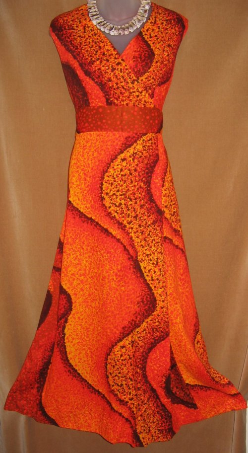 Harriet's Hawaiian Hot Lava Barkcloth Gown