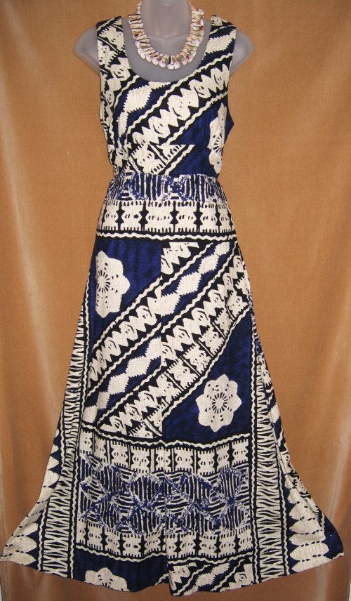 Harriet's Custom Made Hawaiian Blue Tiki Dress