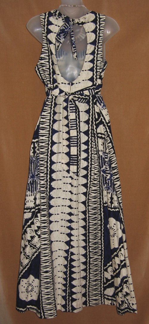  Hawaiian Blue Tiki Dress - Keyhole Back