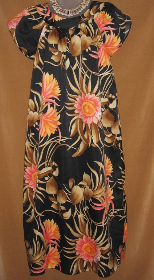 Hawaiian Muumuu Peach Pink Tropical Flowers