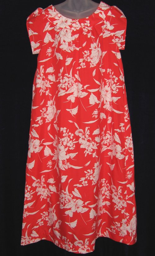 Hukilau Fashions Red Orchid Hawaiian Muumuu