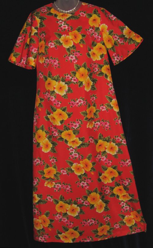 Made in Hawaii Muumuu Red Yellow Hibiscus