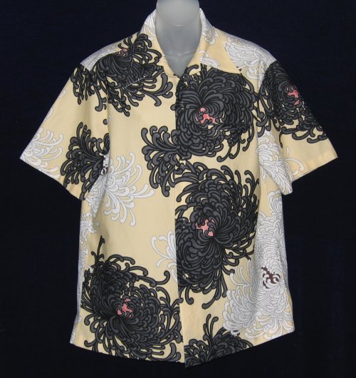 Malihini Hawaii Men's Floral Asian Flare Shirt