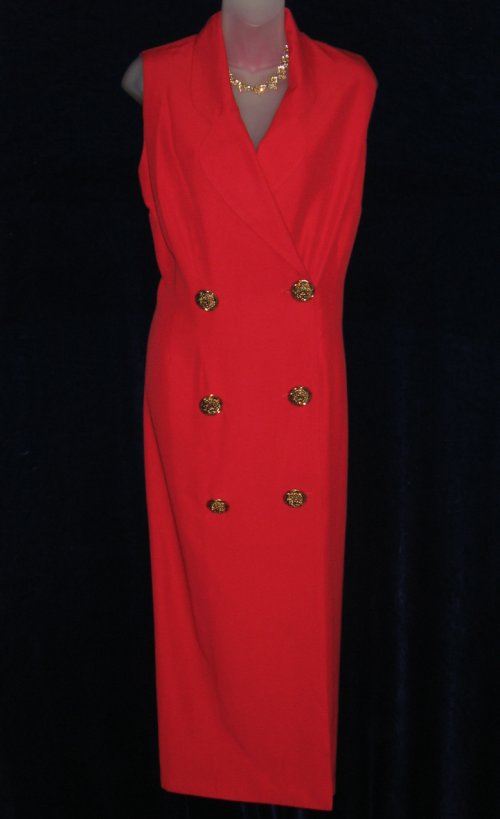 Joseph Ribkoff Red Double Breasted Dress Goldtone Buttons