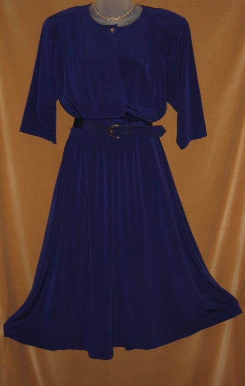 Joseph Ribkoff Blue Textured Wide Sweep Dress