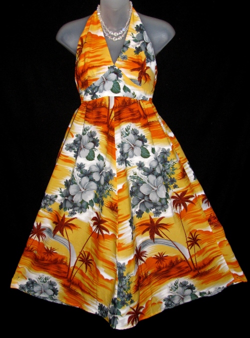 Hukilau Fashions Hawaiian Halter Rockabilly Dress