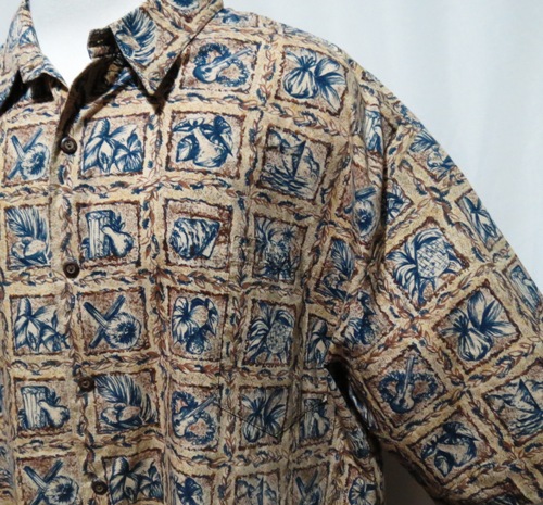 Ukuleles in pattern of shirt