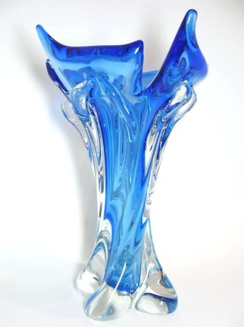 Art Glass Electric Blue Vase