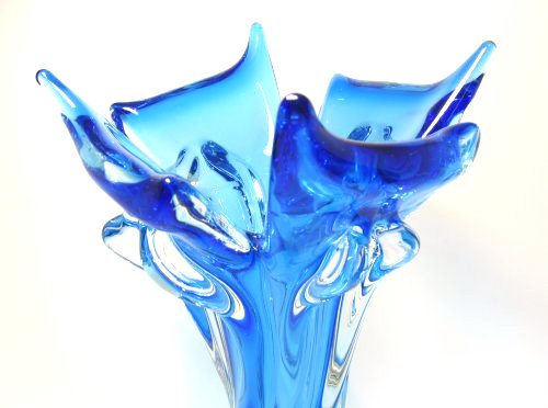 Art Glass Tall Electric Blue Vase