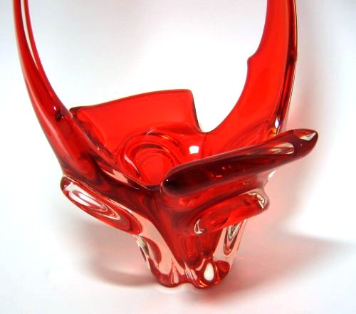 Red Orange Art Glass Centerpiece